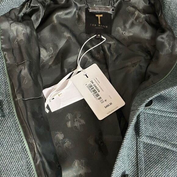 Ted Baker Emerii Oversized Belted wool blend Shacket shirt jacket XXL green new - Picture 9 of 15